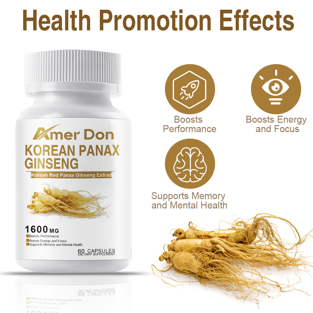 Red Korean Panax Ginseng 1,600mg 60 Veggie Caps Non-GMO,Gluten Free
