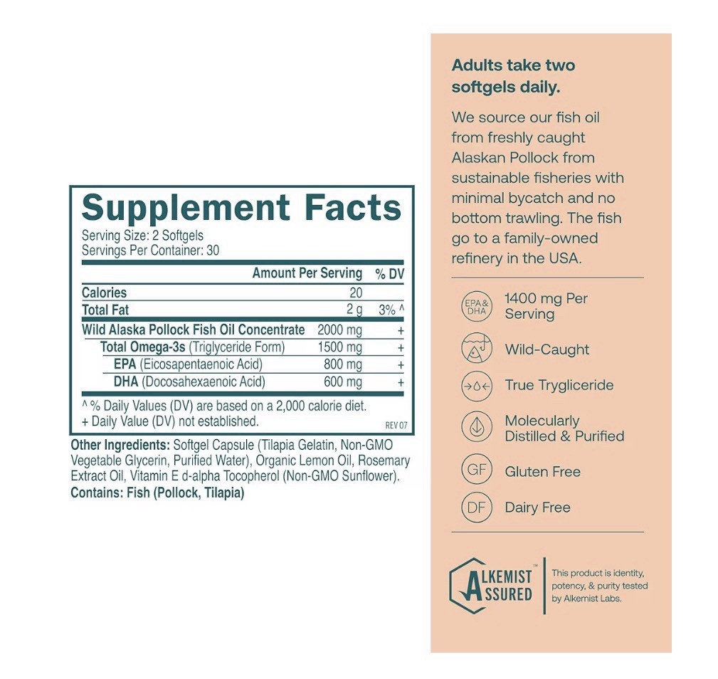 True Grace Omega-3 Fish Oil 1400mg EPA DHA Brain Heart Joint Immune Support 60sg