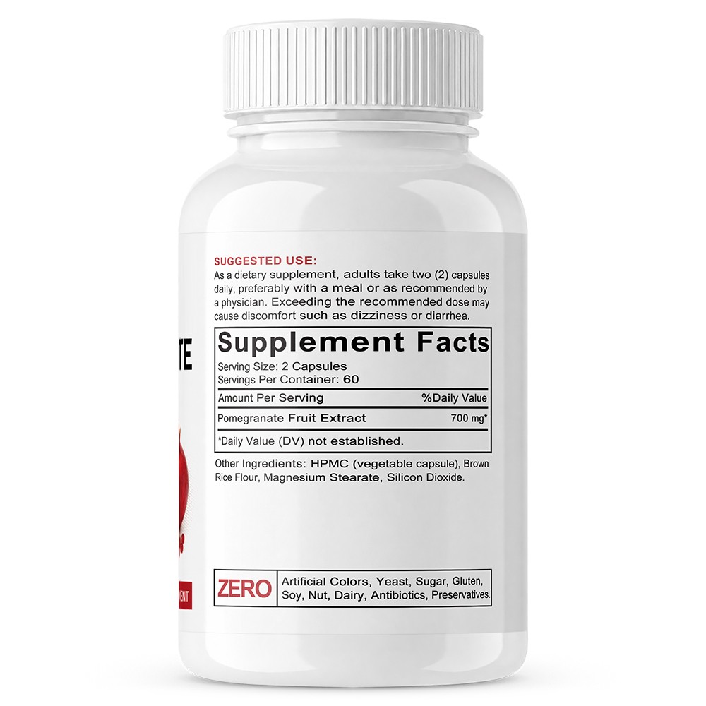 Pomegranate Extract 700mg Per Serving 30-120 Vegetable Capsules Gluten-Free