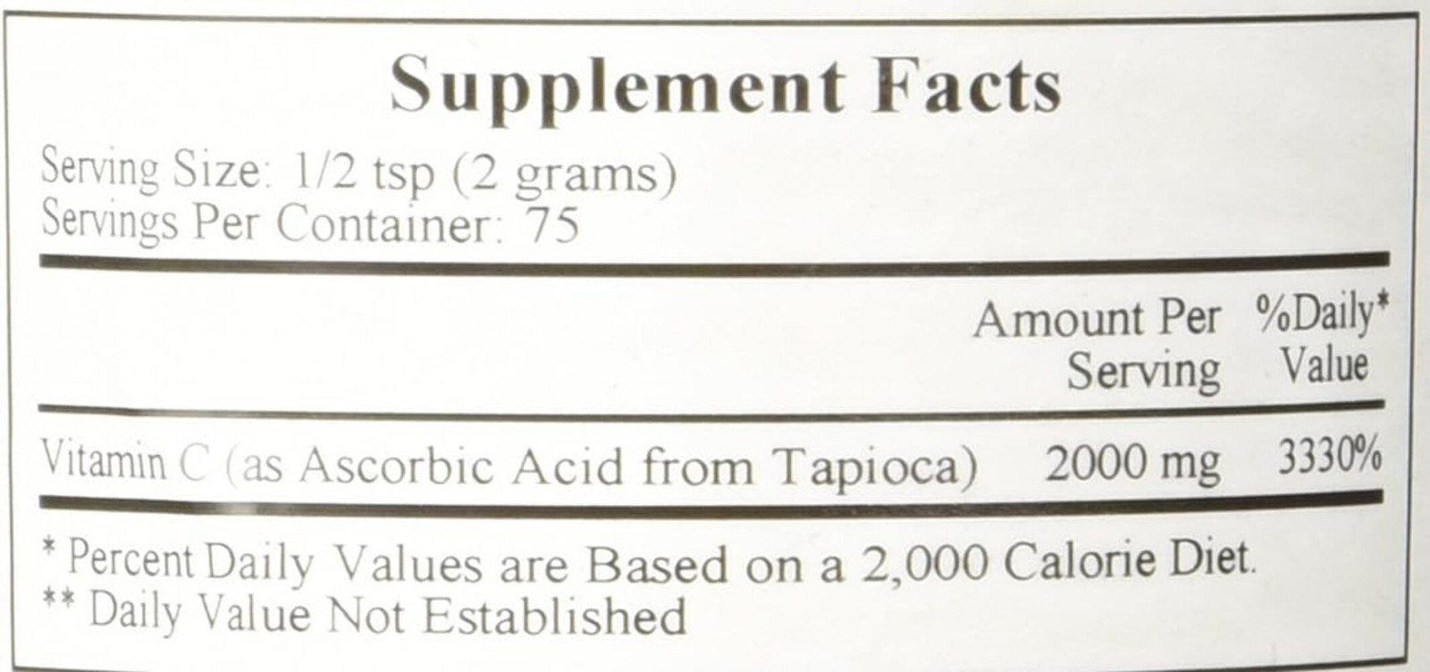 Ecological Formulas Vitamin C From Tapioca Powder 150g Immune Health
