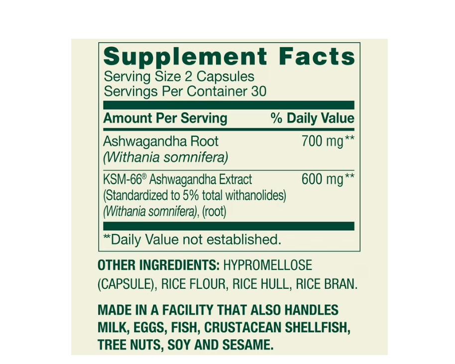 2 PACK Spring Valley Extra Strength Ashwagandha Vegetarian Capsules, 1300 mg