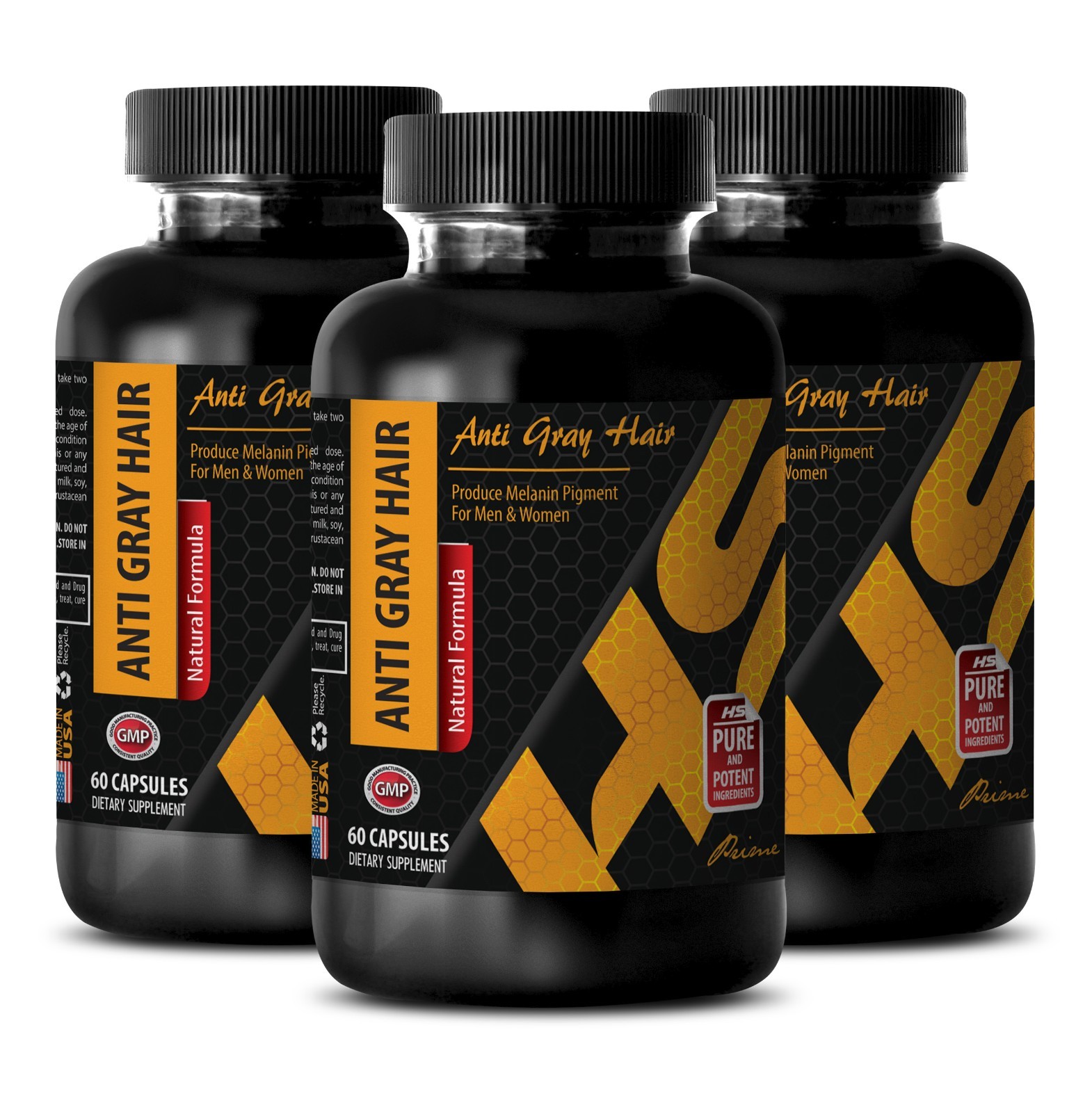 Immune booster – NATURAL ANTI GRAY HAIR COMPLEX 1350mg – 3 Bottles 180 Capsules