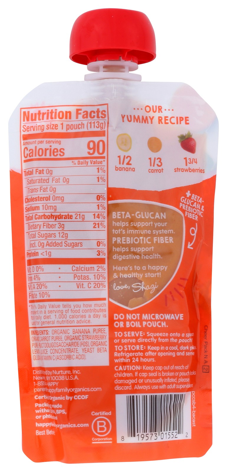 Happytot Organic Super Bellies Fruit And Veggie Blend Baby Food Pouch 4 16 Pack