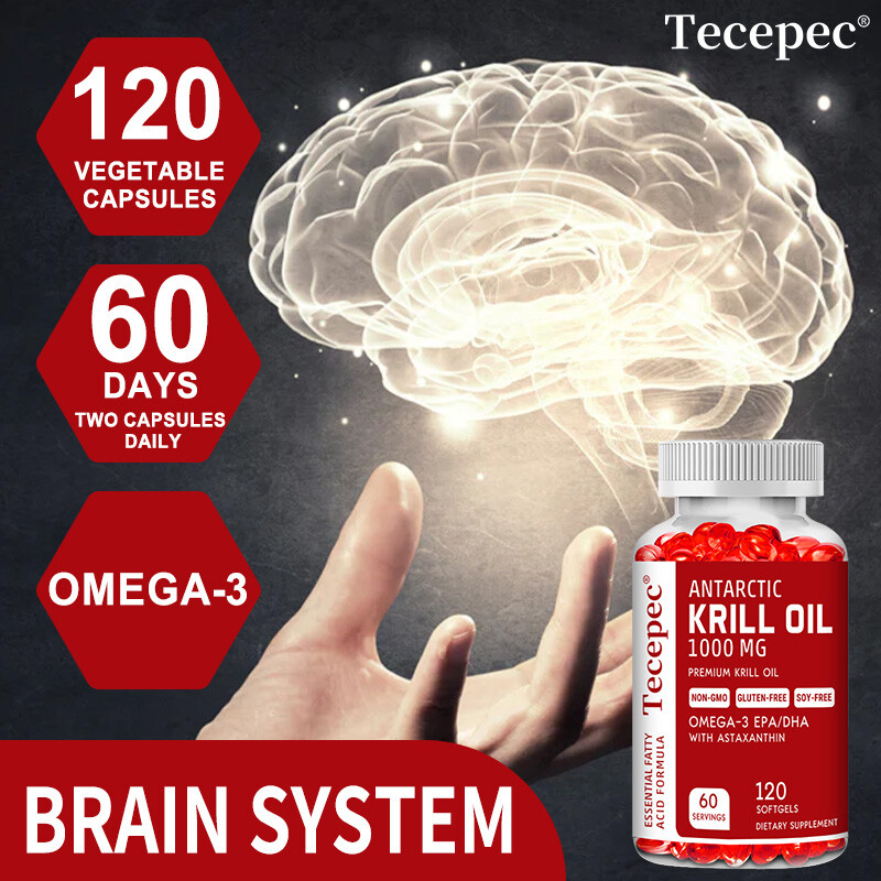 Antarctic Krill Oil 1000 mg With Omega-3, EPA, DHA, and Astaxanthin Supplement
