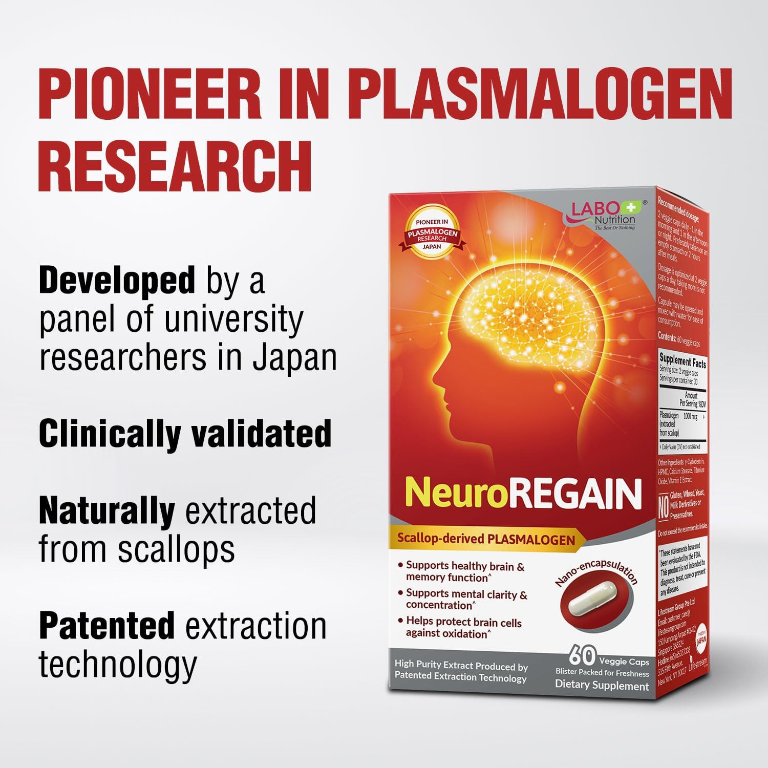 Neuroregain – Scallop-Derived PLASMALOGEN for Brain suitable for Men and Women
