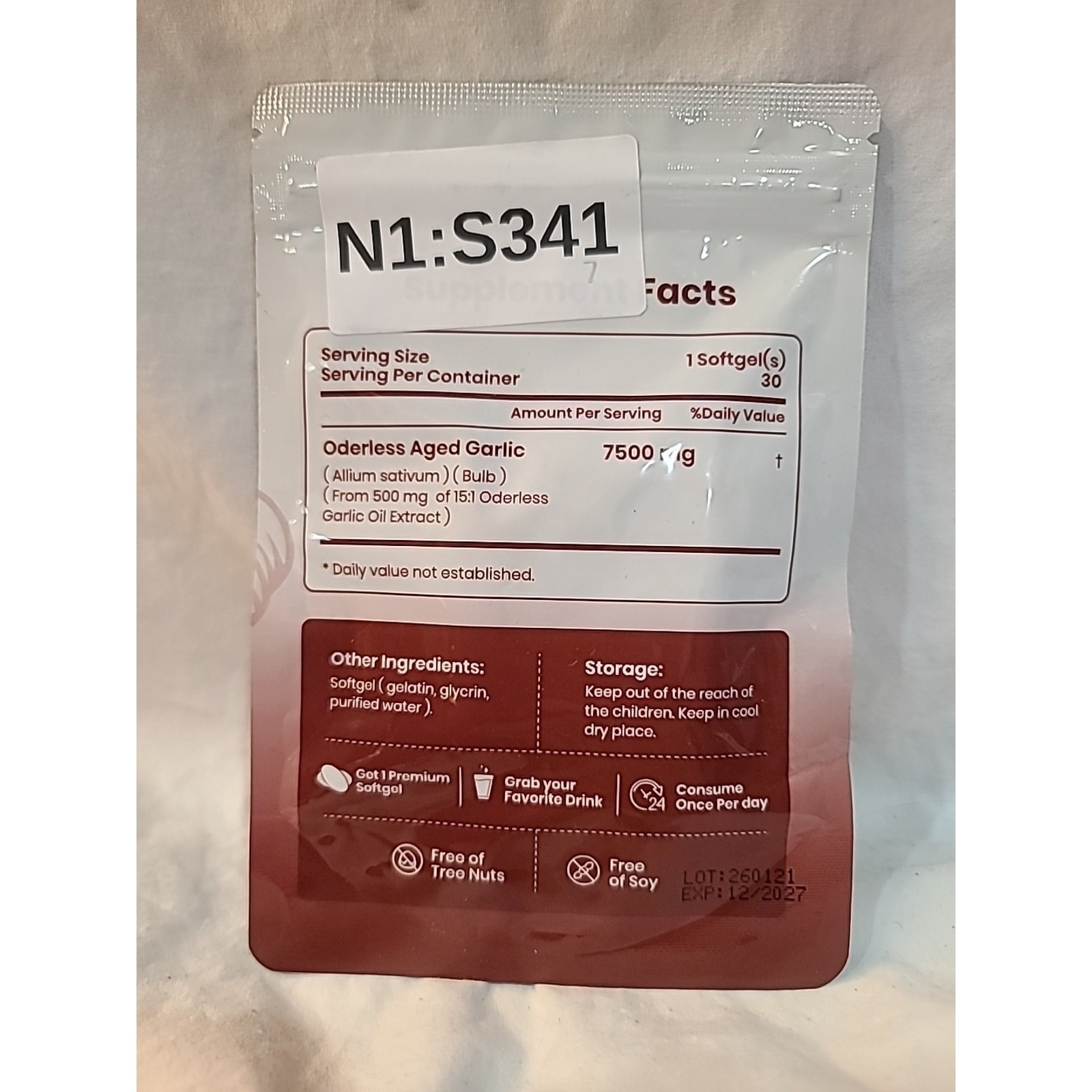 Elaré Odorless Aged Garlic Extract 7500mg Softgels 30ct
