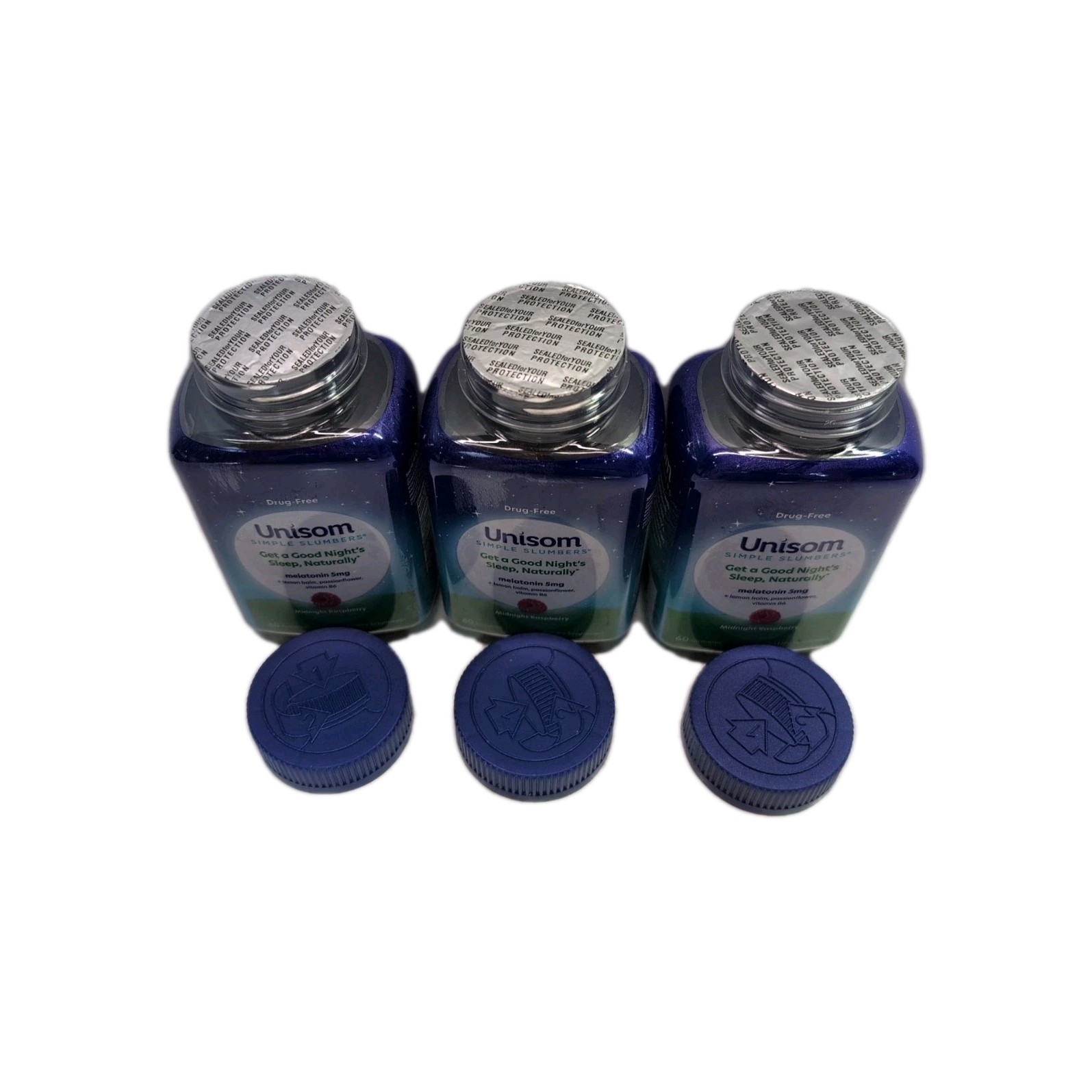 (3) Unisom Simple Slumbers Gummies Melatonin 5 mg 60 Ct Midnight Raspberry 2/26