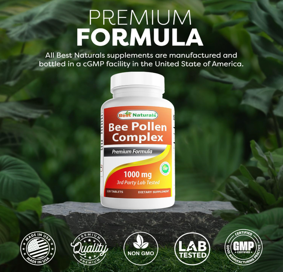 2 Pack Best Naturals Bee Pollen Complex 1000 mg 120 Tablets, Healthy Metabolism