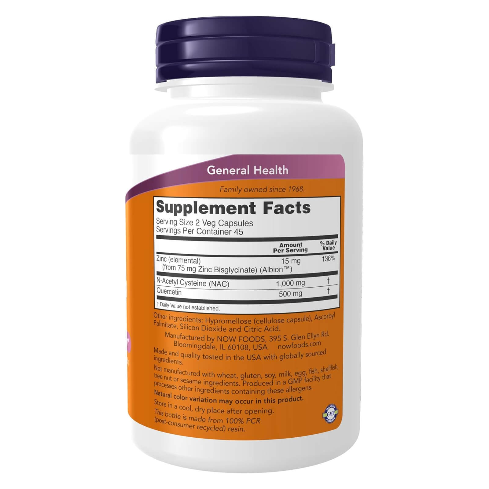 NOW NAC Quercetin Zinc – 90 Veg Caps, Immune & Respiratory Support, Vegetarian