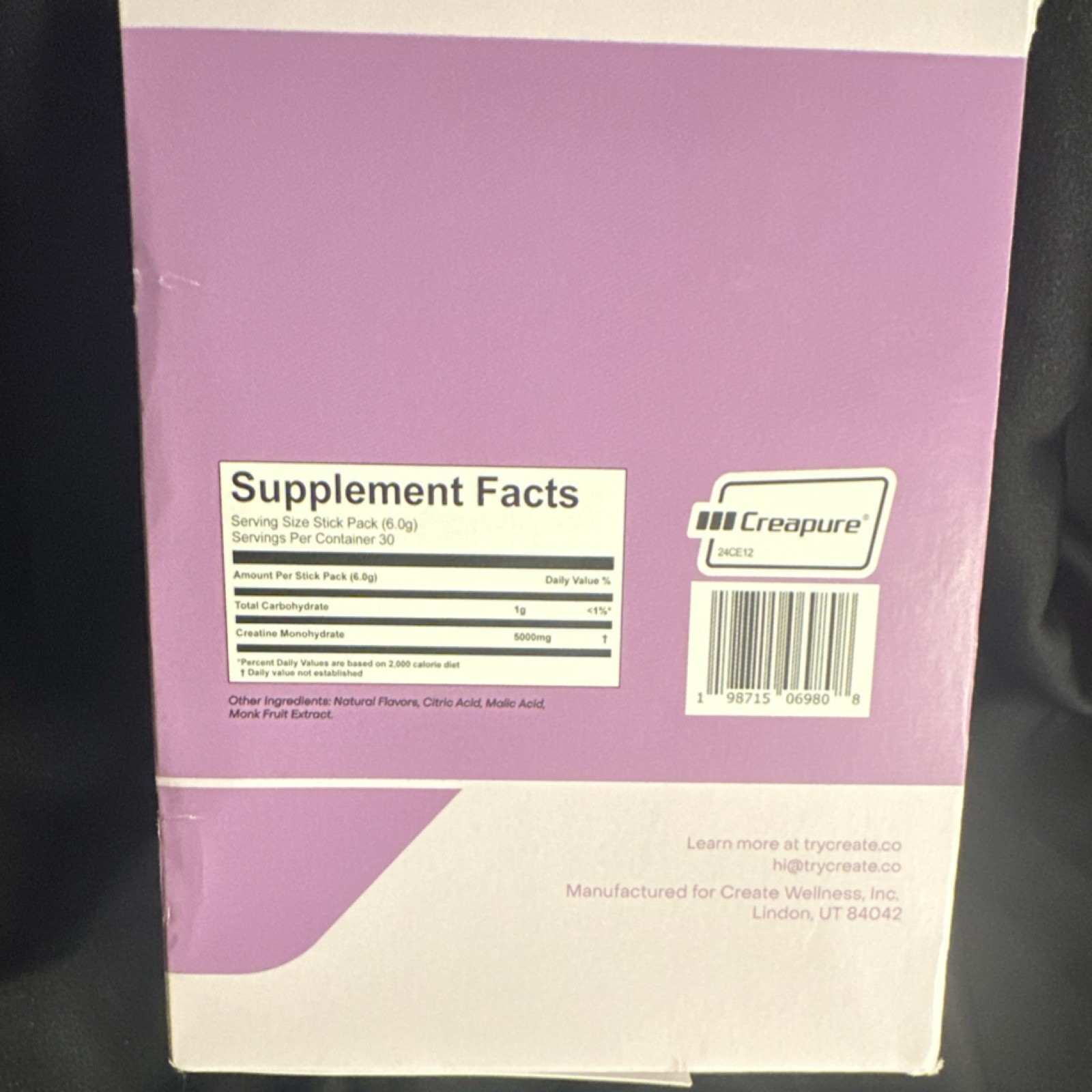 Create Wellness Creatine Monohydrate Mixed Berry 30 Packs Non-GMO Gluten-Free