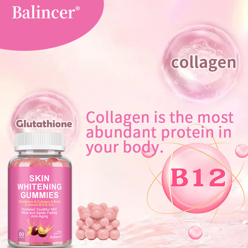Collagen Skin Whitening Hair Health Anti-Aging Vitamin C E B12 60 Gummies US