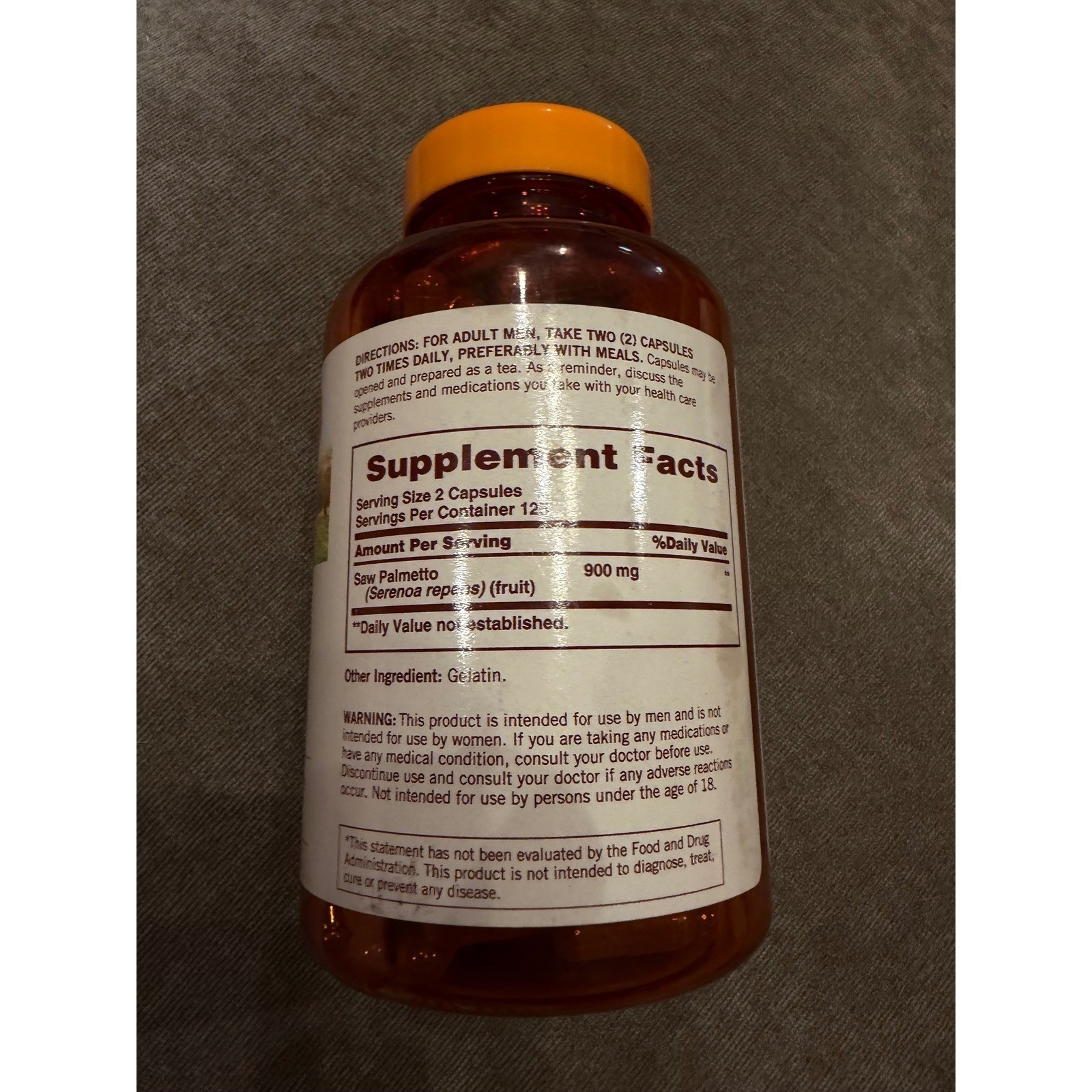 Sundown Non-GMO Saw Palmetto For Him 450mg 250 Capsules Prostate Urinary Health