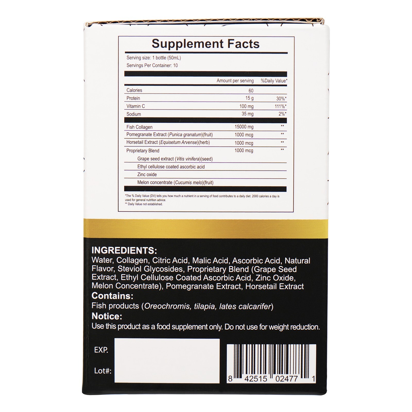 Sipnutri Liquid Collagen Drink 15000mg Hydrolyzed Marine Fish Collagen 3 Boxes