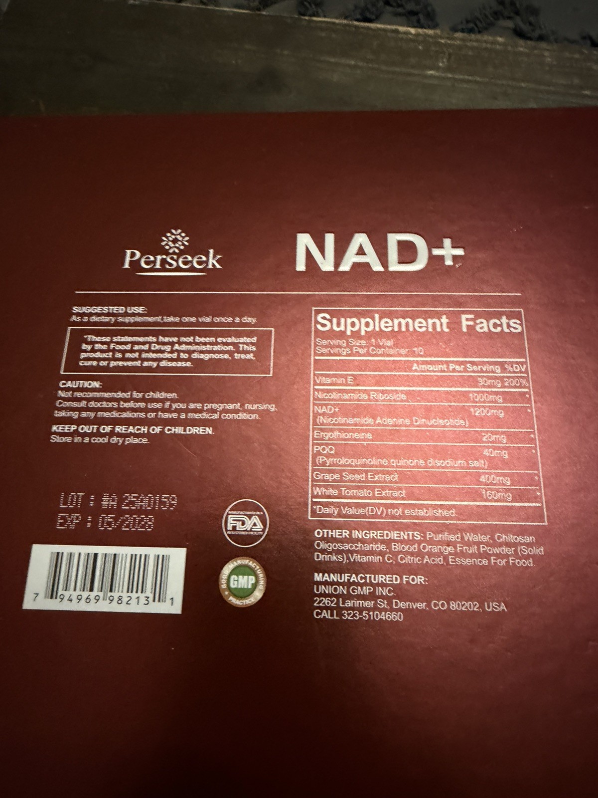 Perseek NAD+ Advanced Cellular Renewal Supplement 15ml x 10 Vials Adult