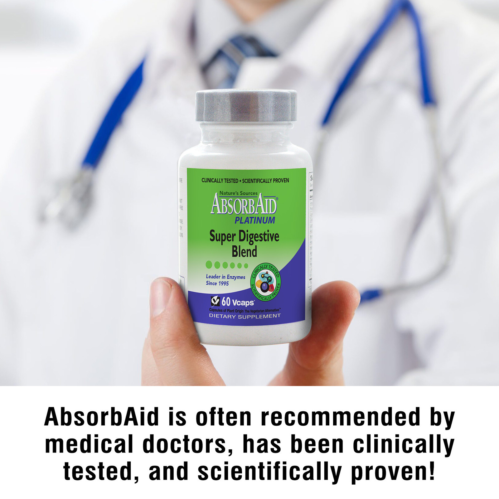 AbsorbAid PLATINUM 60 Digestive Enzymes & Probiotics – 60 Vegetarian Capsules
