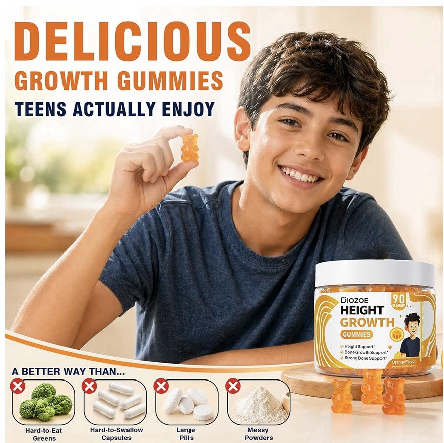 Diozoe Height Growth Gummies Orange 90 Count Gluten-Free Non-GMO GMP