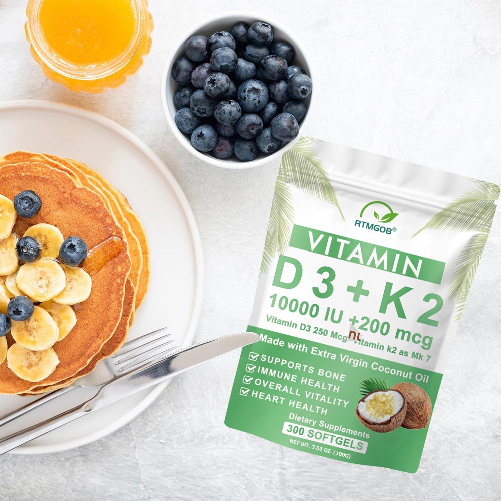 Vitamin D3 + K2 Coconut Oil Softgels, 2-in-1 Vitamin D And K Complex