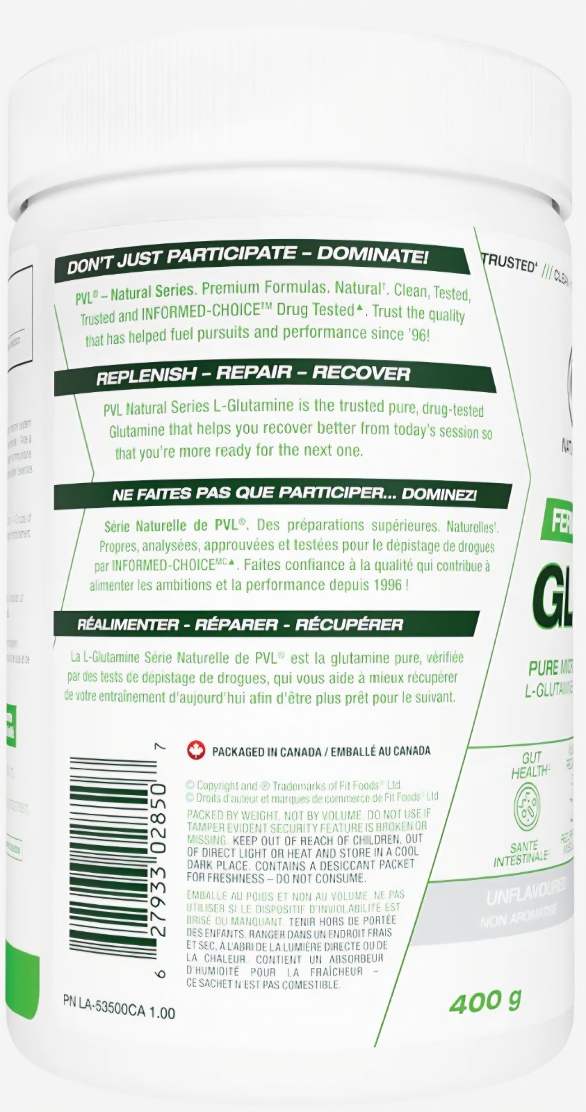 PVL Fermented L-Glutamine 400g 2-Pack Blue Raspberry + Orange Muscle Recovery