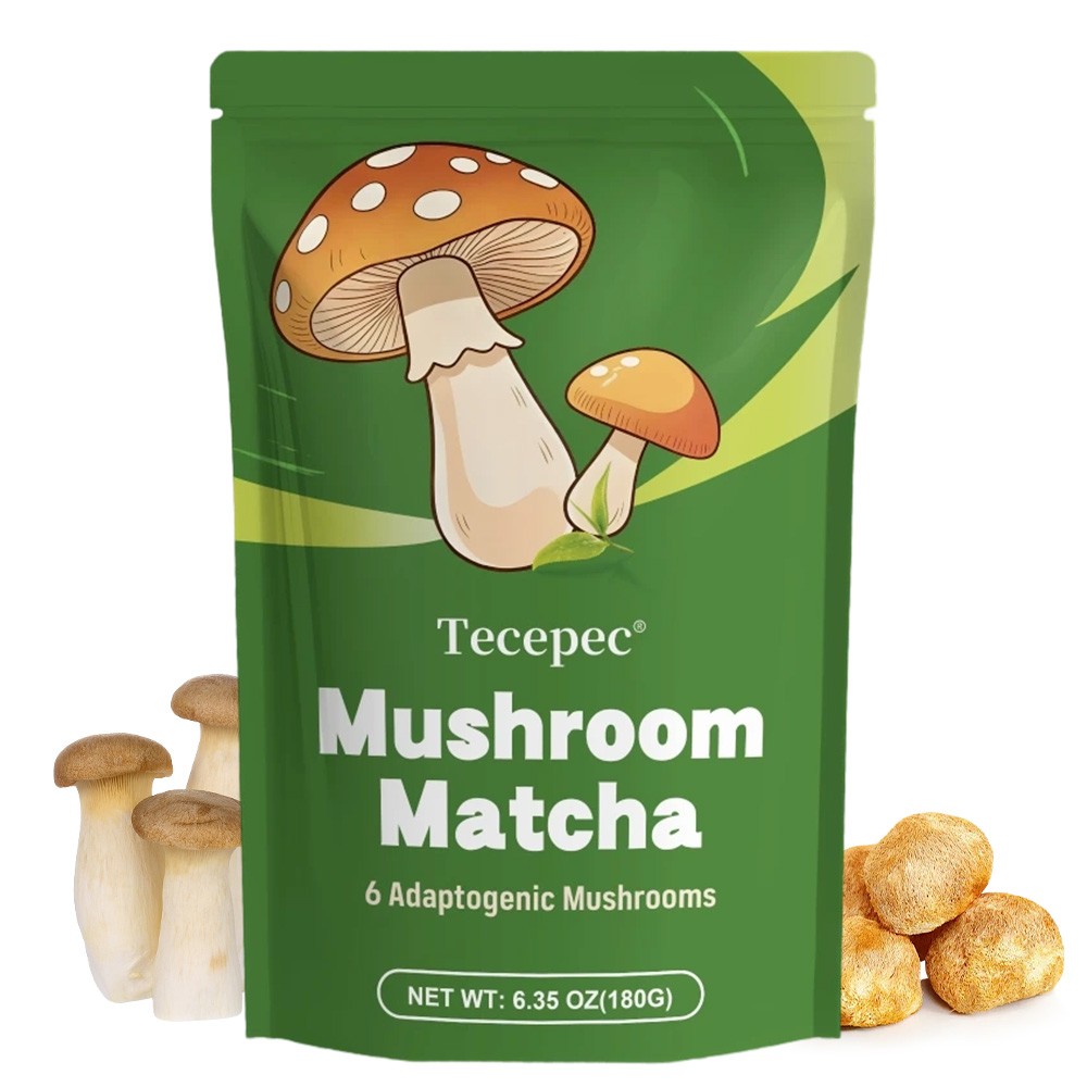 Mushroom Matcha Powder | Blend with 6 Mushrooms | 6.35 Oz (180g)