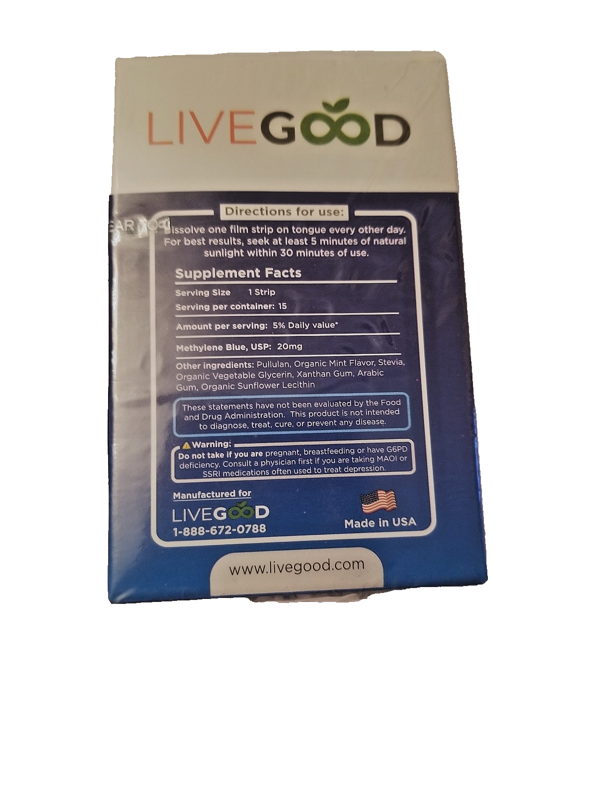 LiveGood Mitocondria Energy Boost Nootropic brain health dissolving sublingual