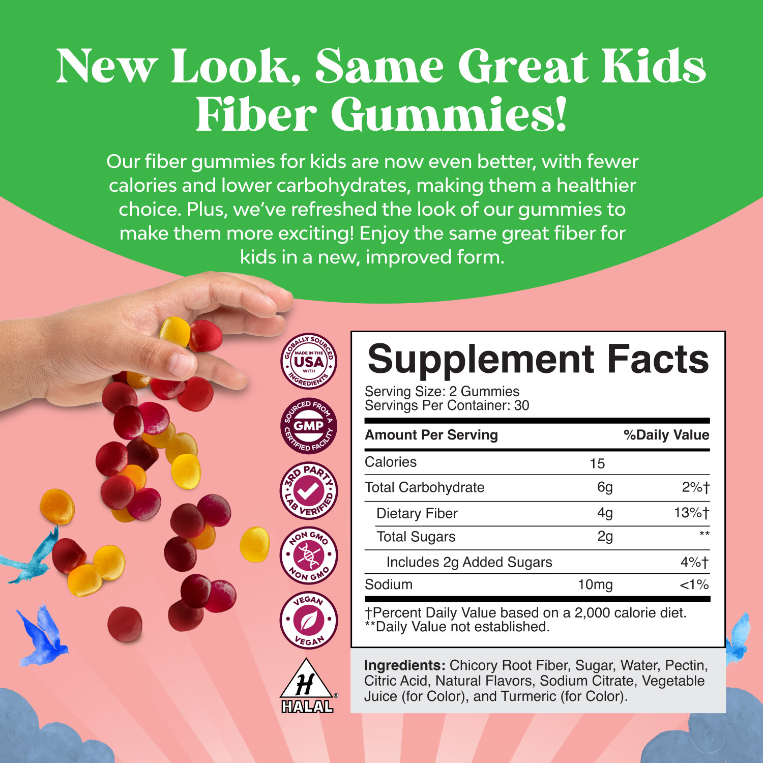 Kids Fiber Gummy Prebiotics Supplement – Soluble Fiber Gummies for Kids