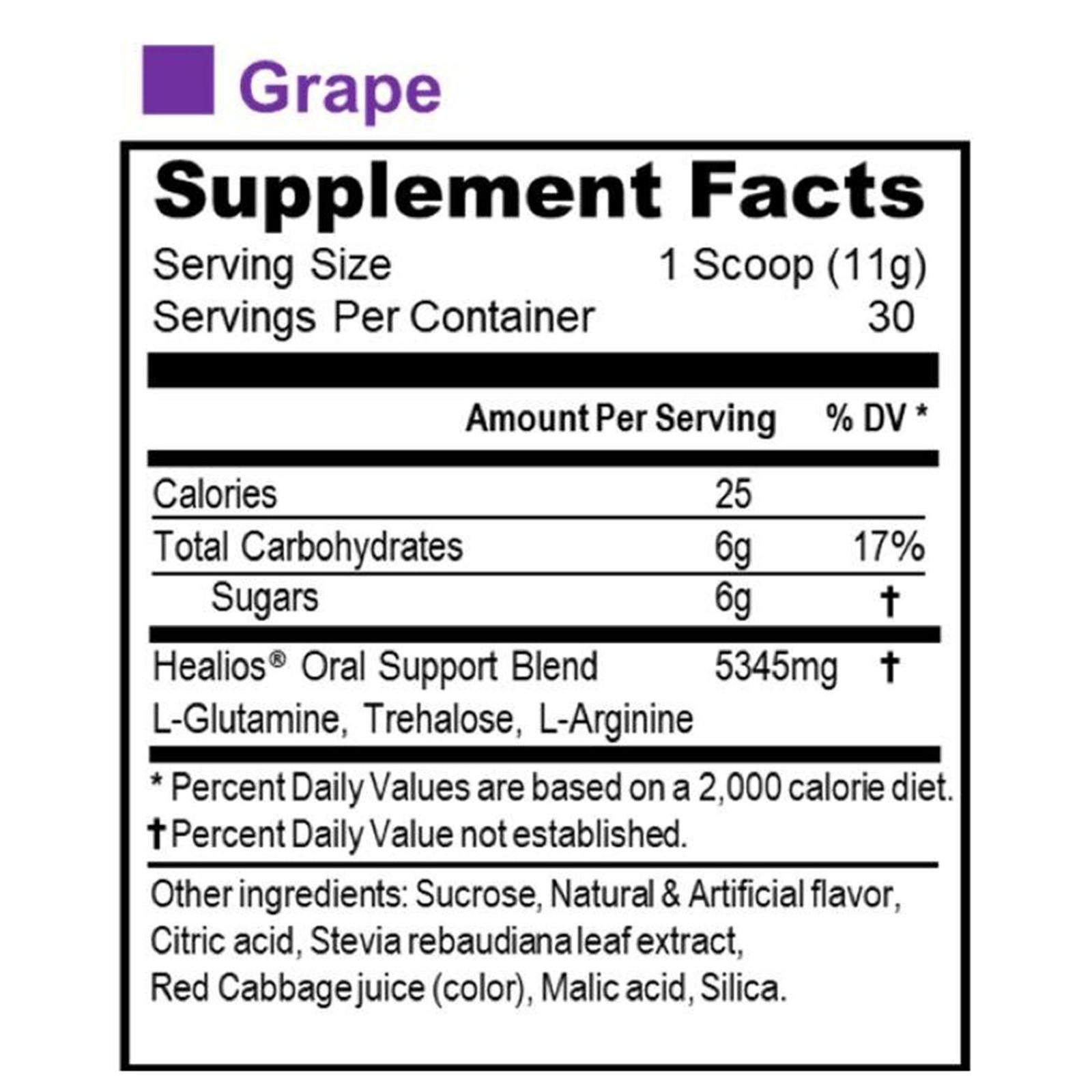 Healios Oral Health Supplement Powder for Mouth Sores & Mucositis – Grape Flavor