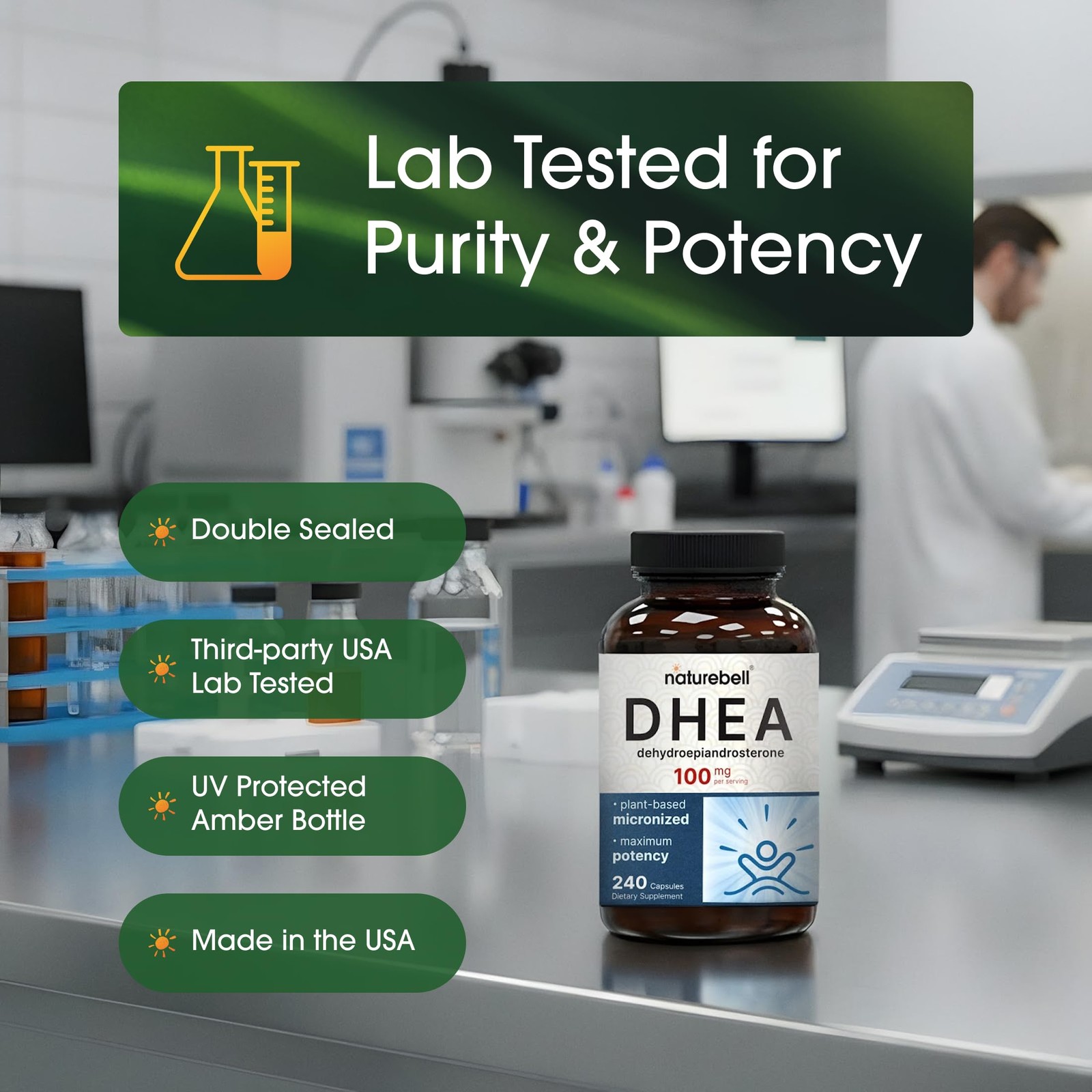 NatureBell DHEA 100mg – 240 Capsules – Supplement 240 Count (Pack of 1)