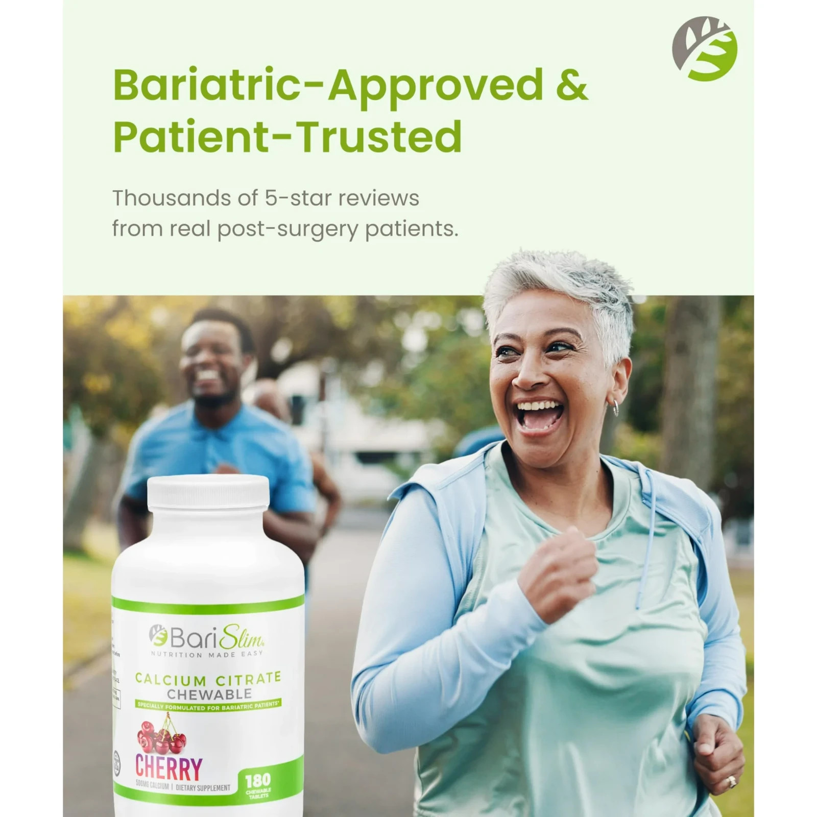 BariSlim Calcium Citrate Chewable Tablet Dietary Supplement, Cherry – 180ct