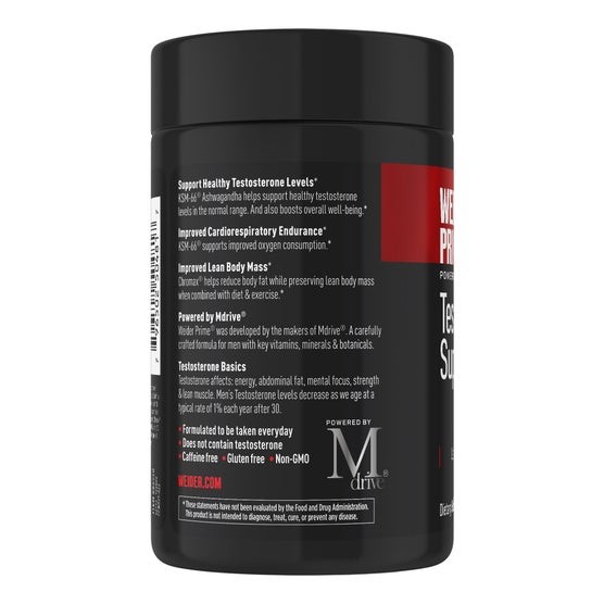 Weider Prime Mens Supplement 120 Capsules Ashwagandha Vitamin D Chromium EXP8/27