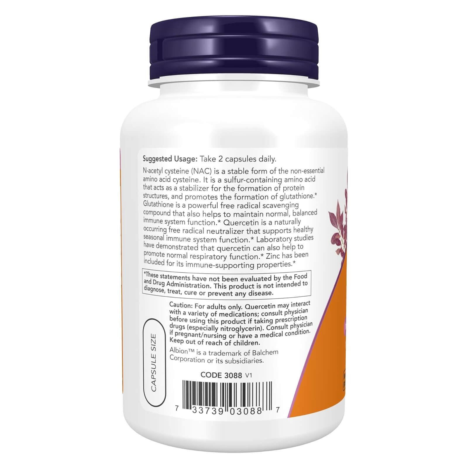 NOW NAC Quercetin Zinc – 90 Veg Caps, Immune & Respiratory Support, Vegetarian