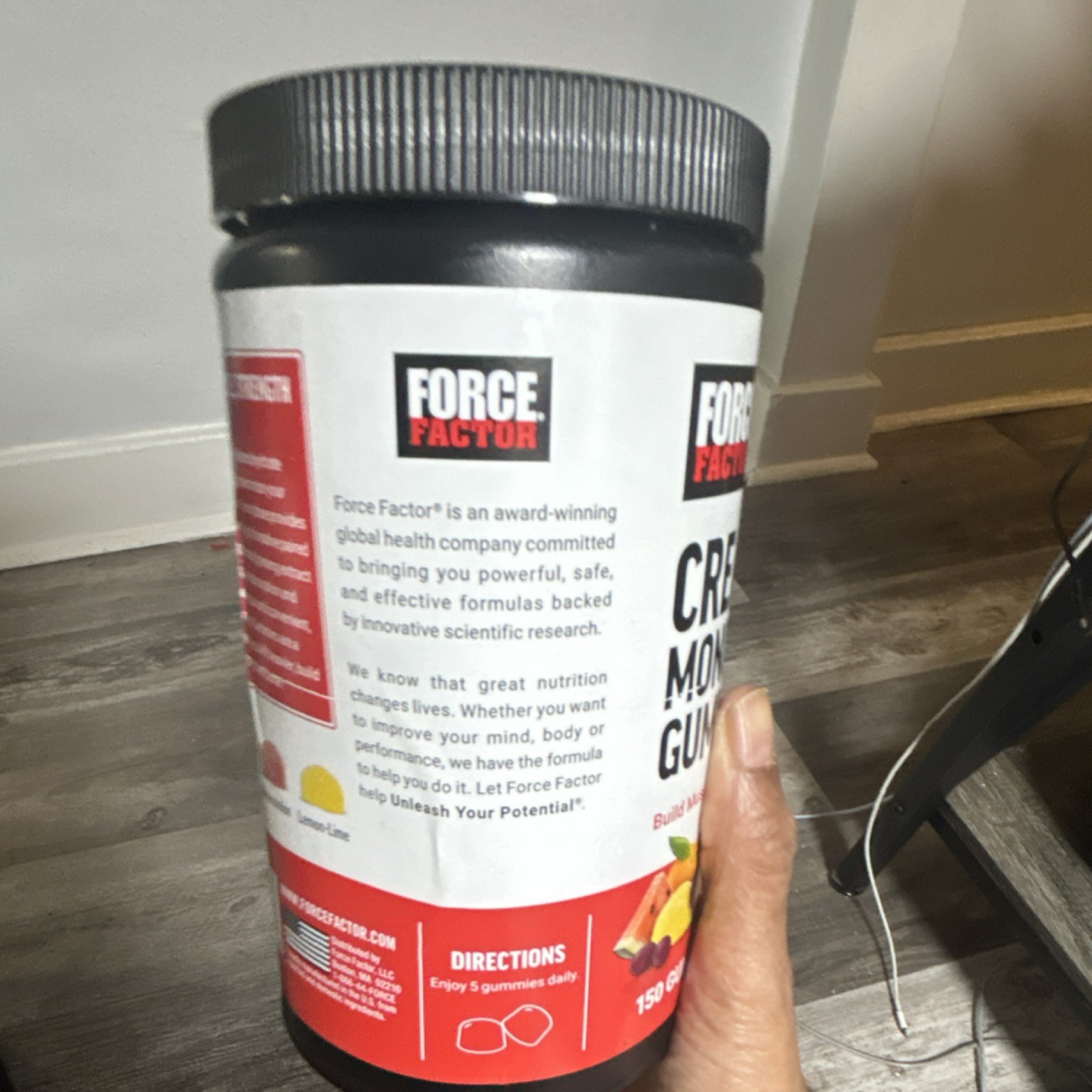 Force Factor Creatine Monohydrate Gummies Assorted Fruit Flavors 150 Count