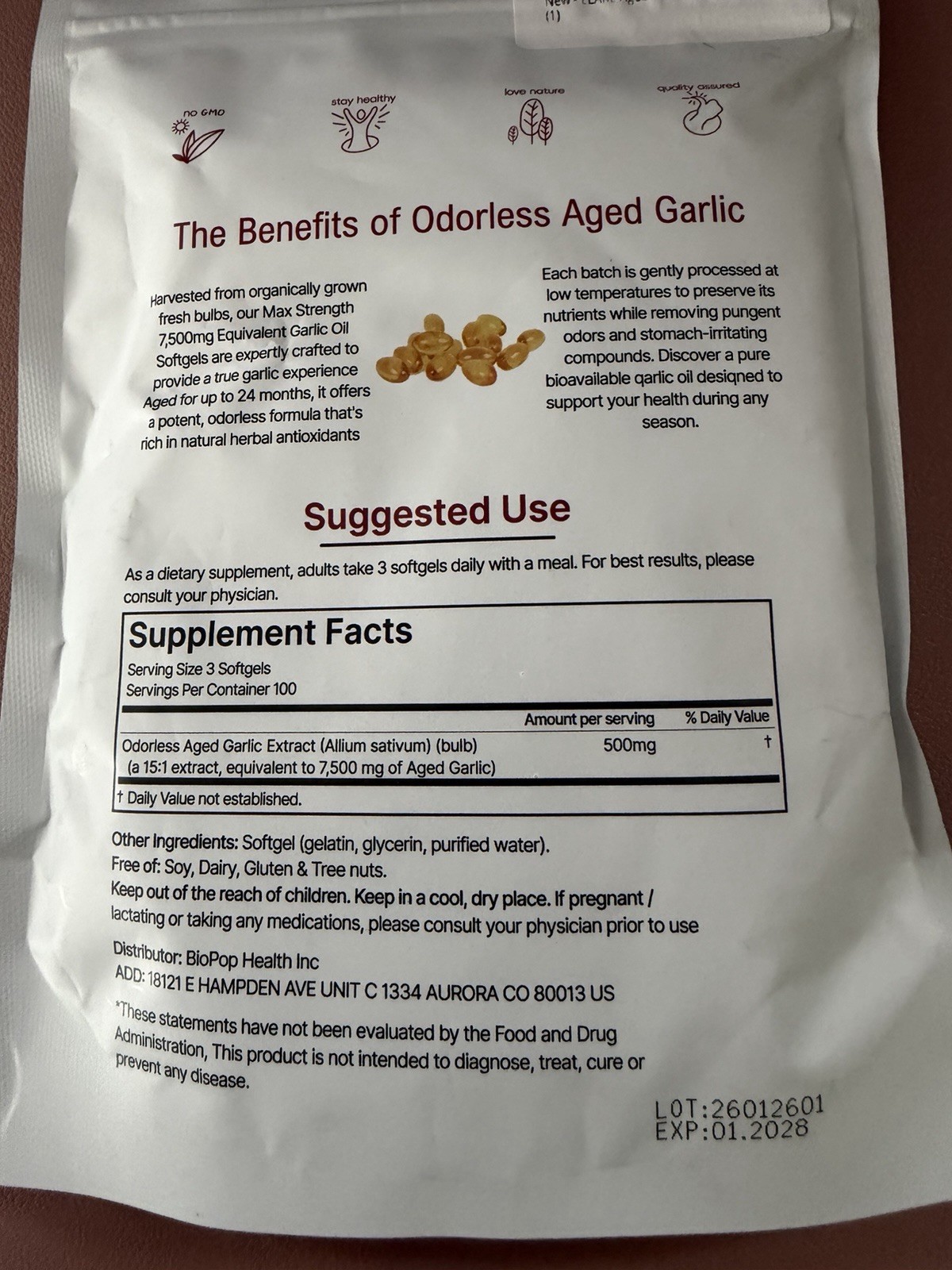 Elare Odorless Aged Garlic Extract 7500mg Eq 300 Softgels Immune Support
