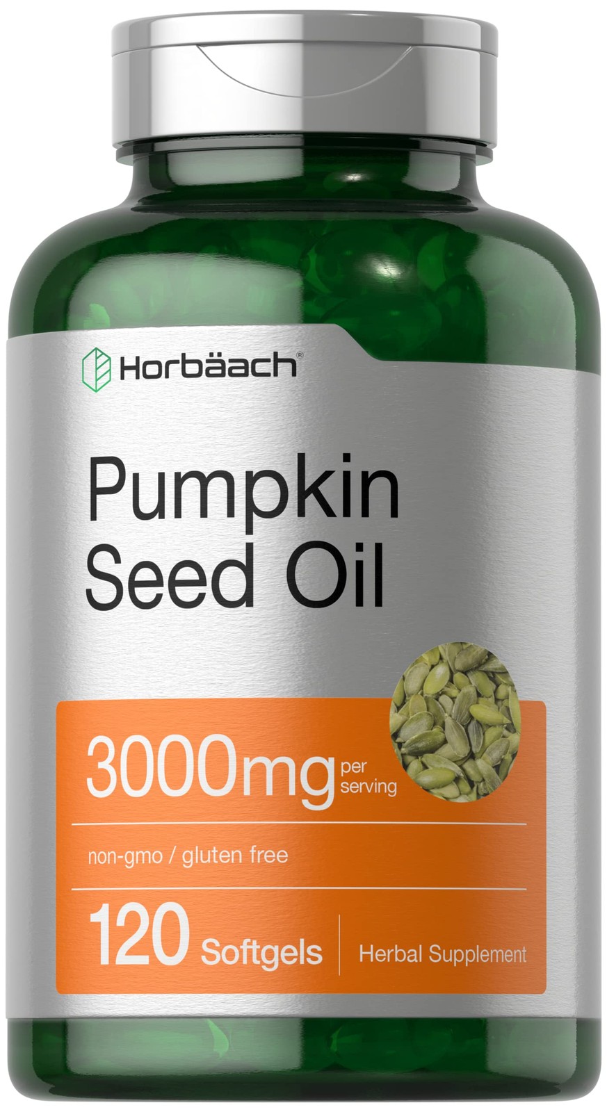 Horbäach Pumpkin Seed Oil | 3000mg | 120 Softgel 120 Count (Pack of 1)