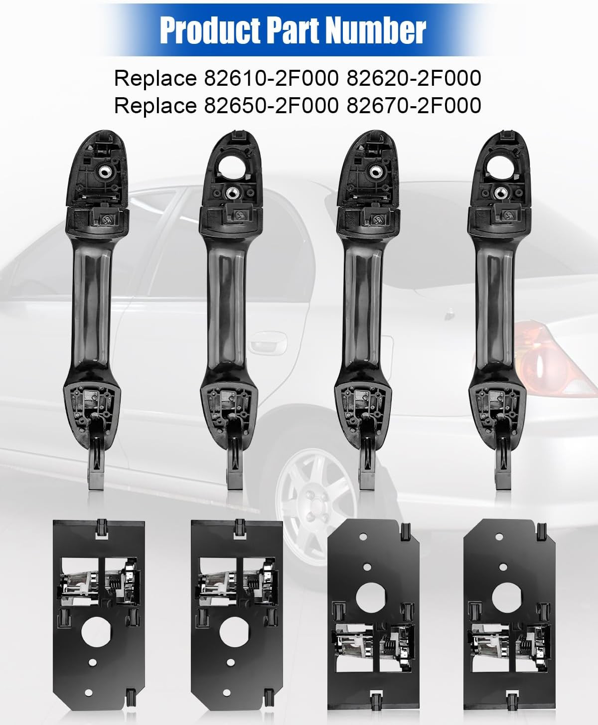 4Pcs Interior and Exterior outside Outer Door Handles Fit for Kia Spectra Spectr