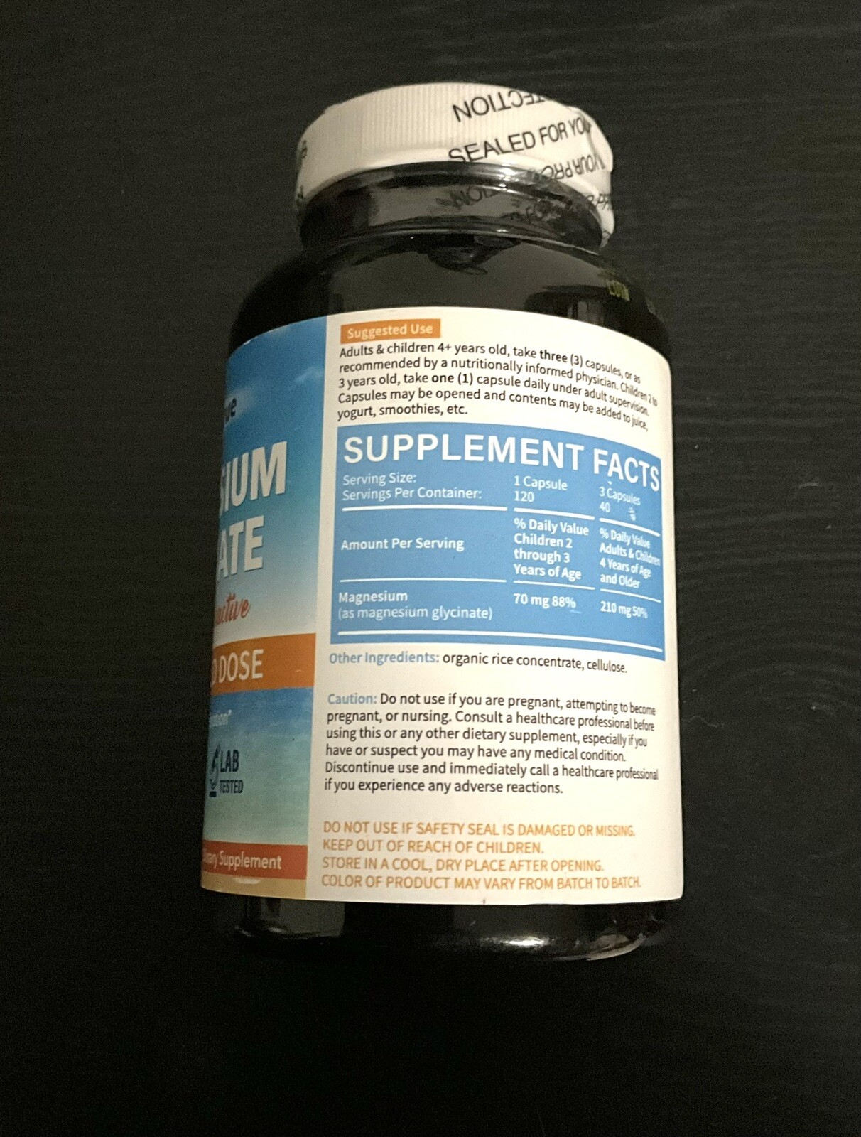 Celestrue Magnesium Glycinate 70mg 120 Caps Exp:04/26 Stress And Anxiety Relief