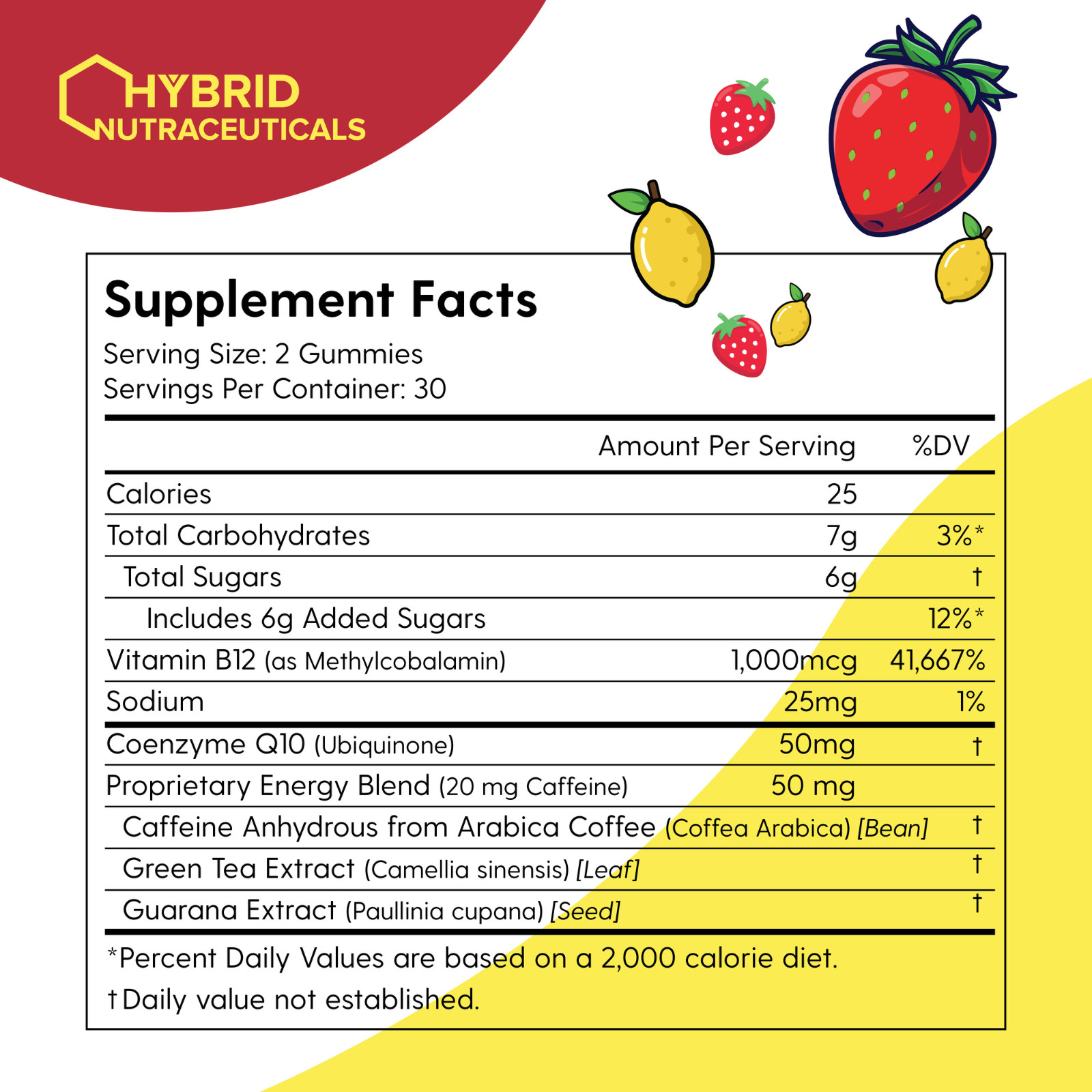 Hybrid Zoomies Energy Gummies 1000 mcg B12, 20 mg Caffeine and 50 mg of CoQ10