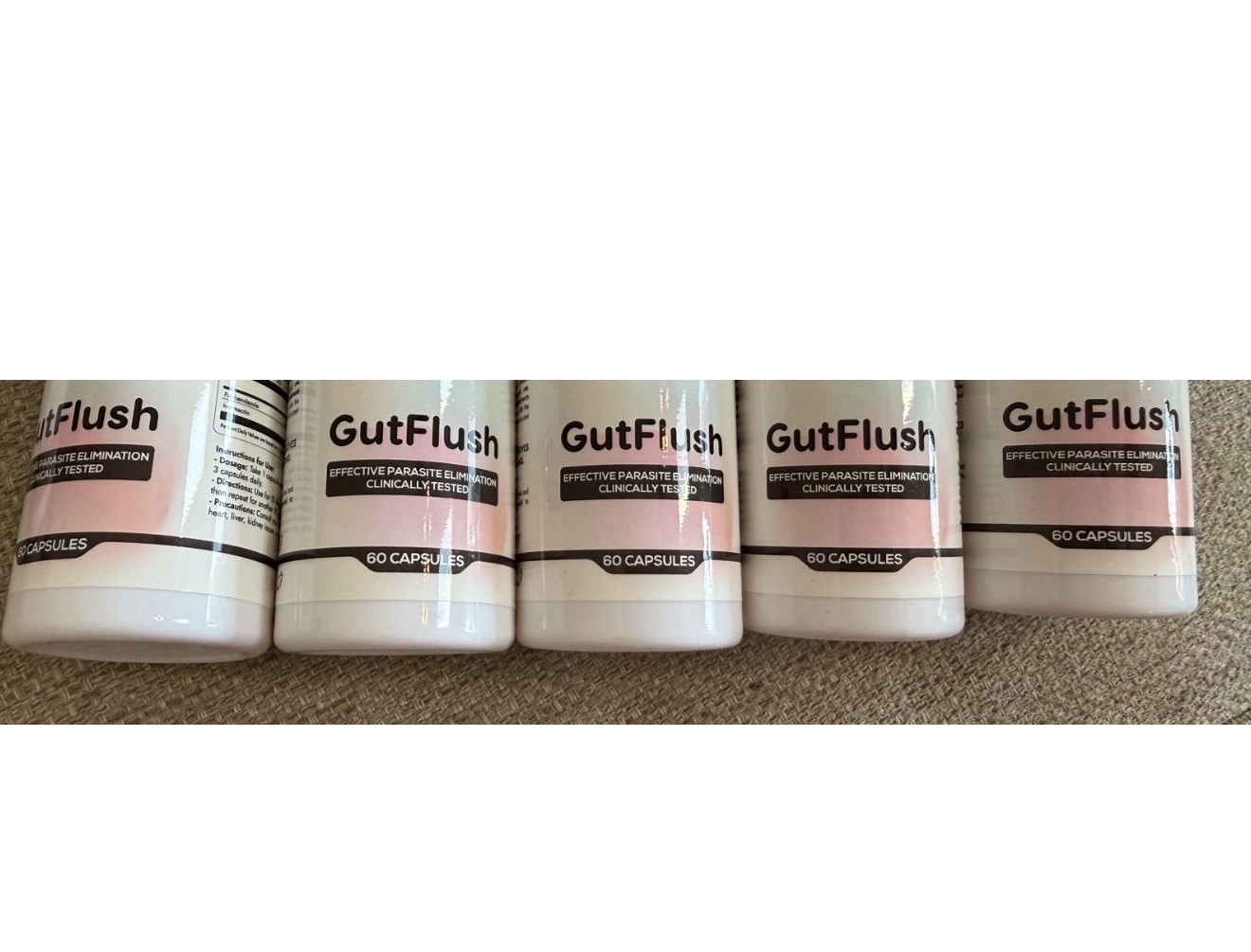 5 bottles GutFlush Parasite Elimination Capsules 60 Ct Vegan Exp 12/2027
