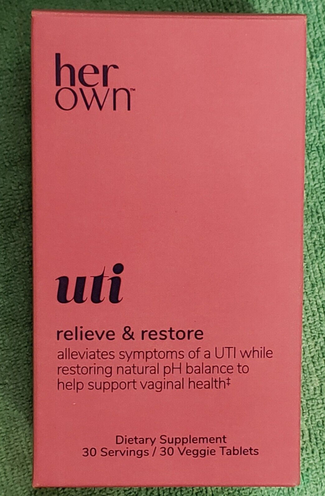 HER OWN – UTI Relieve & Restore – 30 Servings / 30 Veggie Tablets – Exp 11/2026