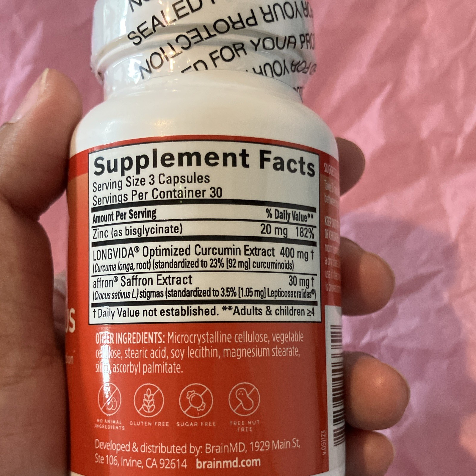 brainMD Happy Saffron Plus Vegan Capsules 90 Ct Mood & Memory Gluten-Free