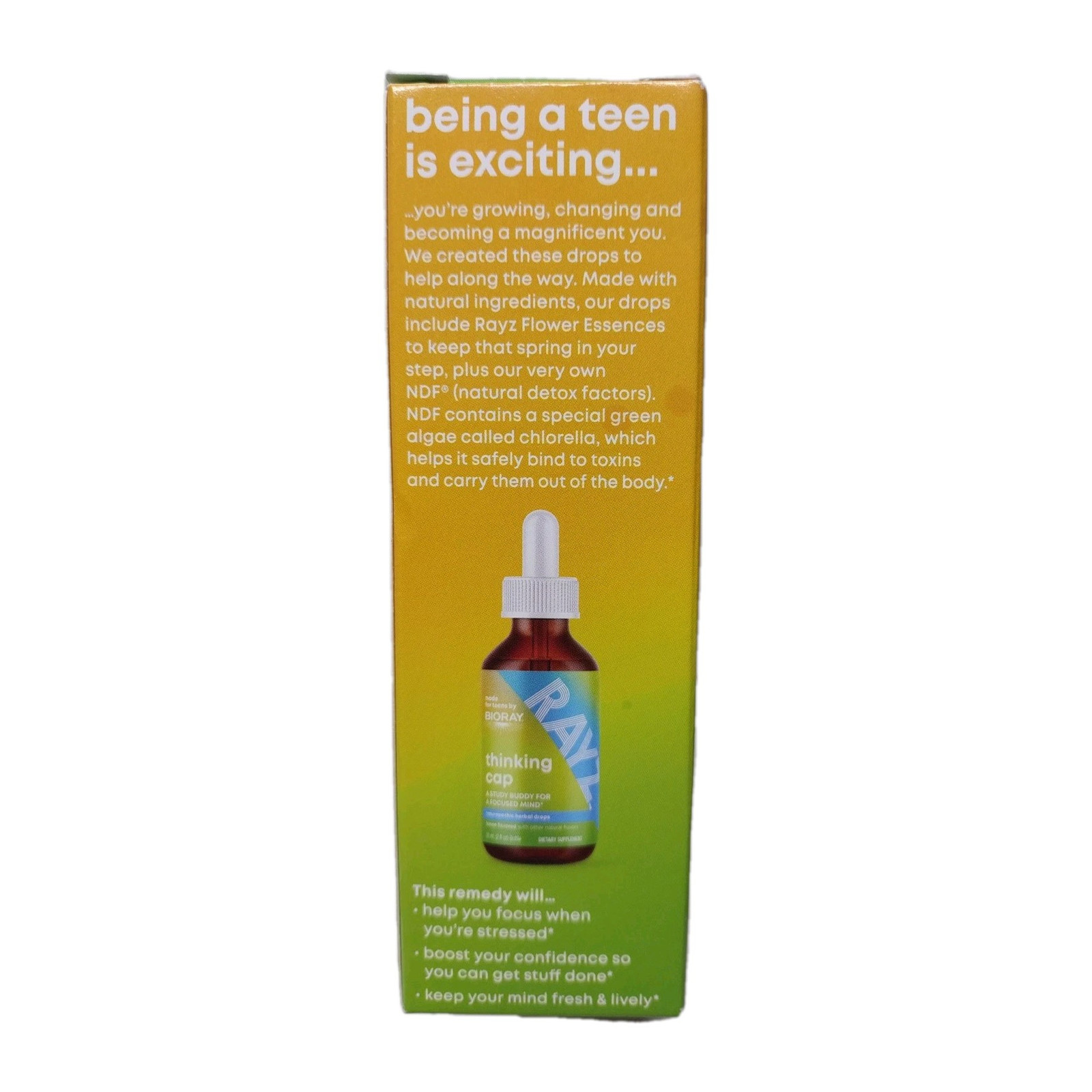 Rayz Thinking Cap Herbal Drops Lemon 2oz Naturopathic Study Focus Supplement New