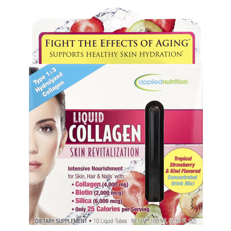 Applied Nutrition Liquid Collagen Skin Revitalization Strawberry & Kiwi 10 Count