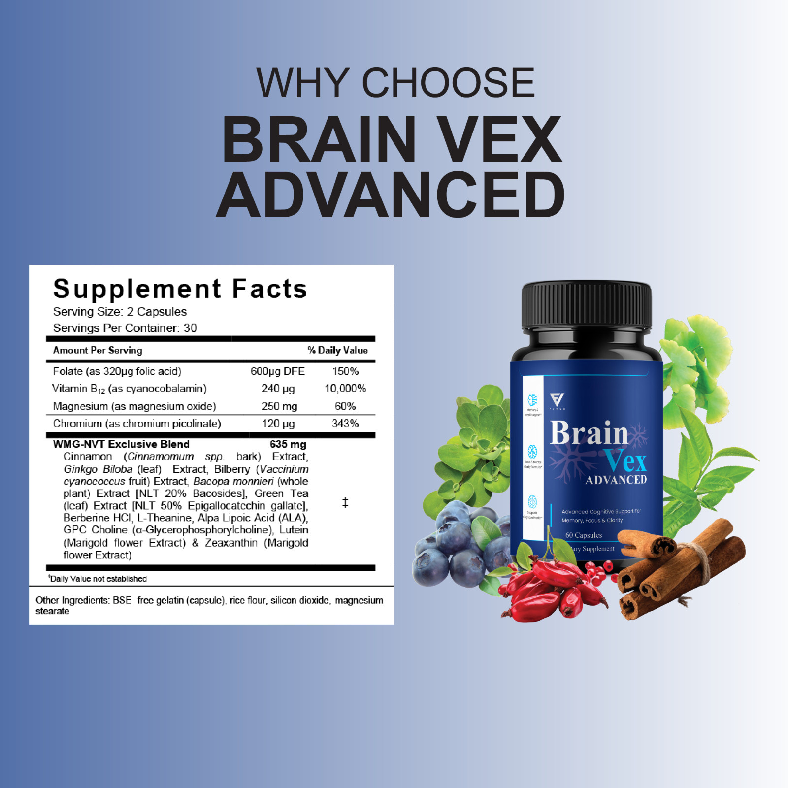 (3 Pack) Brain Vex Advanced, BrainVex Brain Health Formula (180 Capsules)
