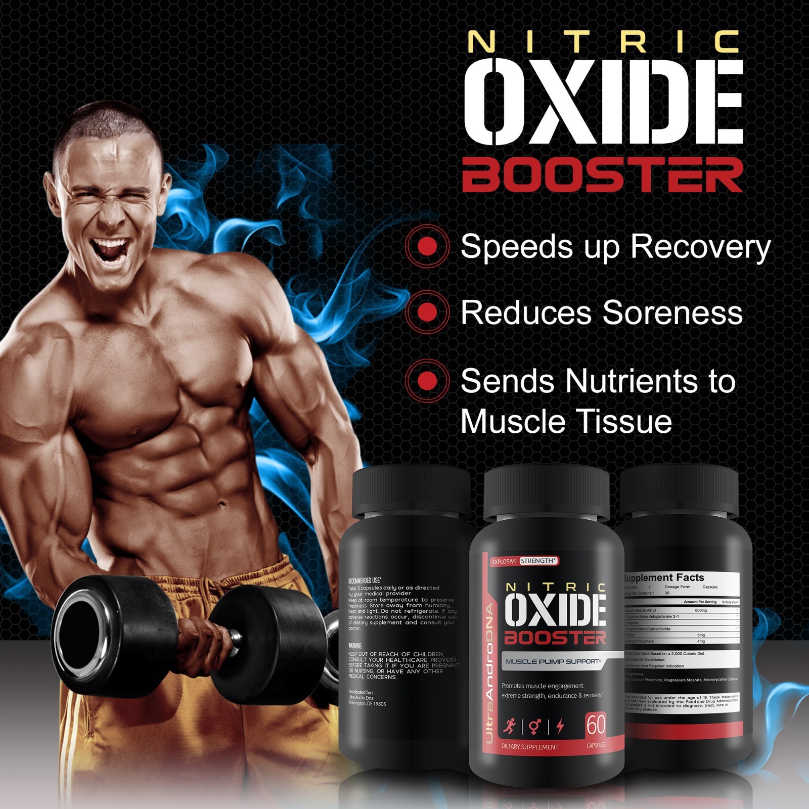 Nitric Oxide Booster – Ultra Andro Dna Muscle Pump Support – Increase Blood Flow