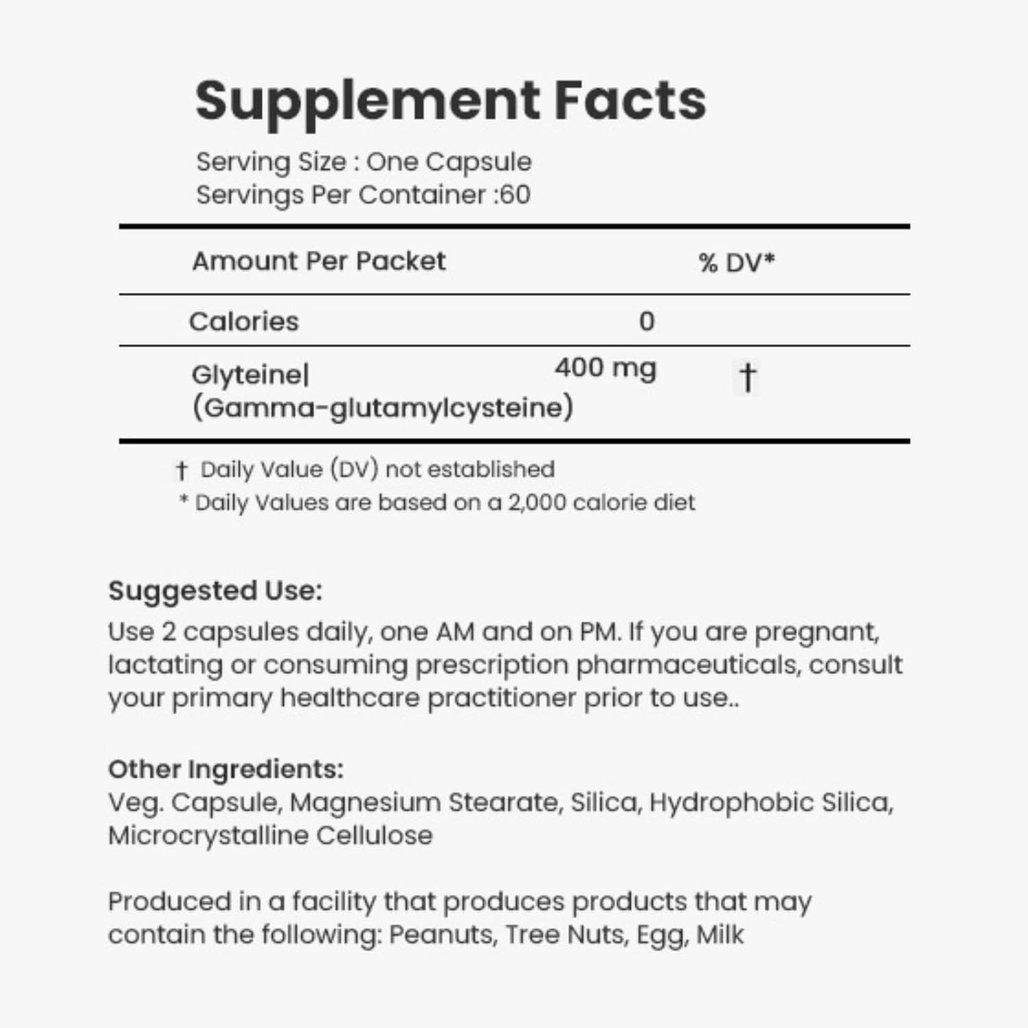 CONTINUAL-G Glyteine 400 mg Capsules Cellular‑Enhancing Glutathione Supplement