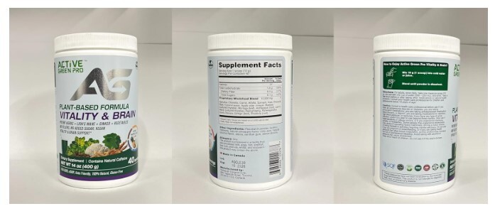 Active Green Pro Vitality & Brain Powder, Blend of Synergistic Herbs/Mushrooms/V
