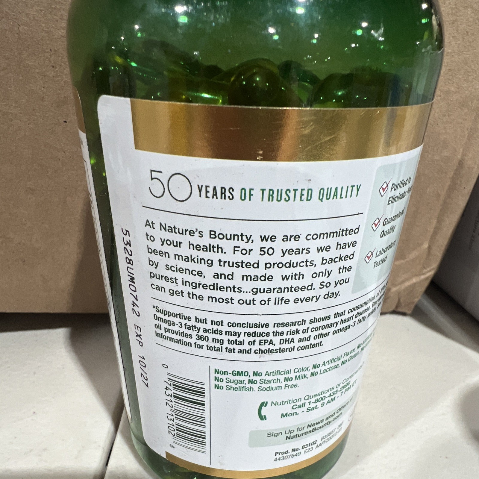 Nature’s Bounty Fish Oil 1200mg 200 Softgels Rapid Release Omega-3 Heart