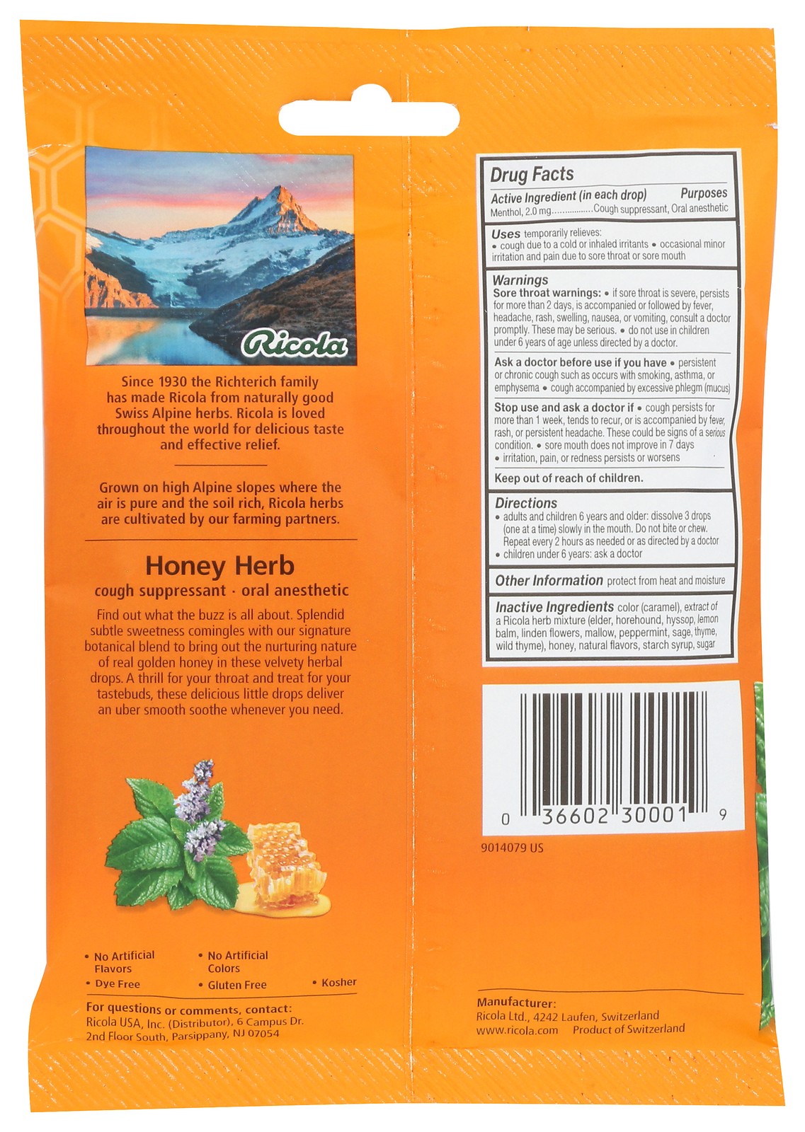 Ricola 24 Count Honey Herb Cough Suppressant Throat Drops Ct 8 Pack