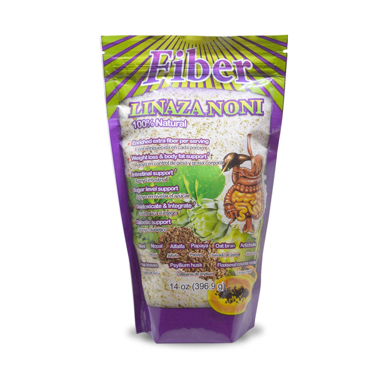 Milagros de Mexico Linaza Noni Fibra 100% Natural, 14 oz
