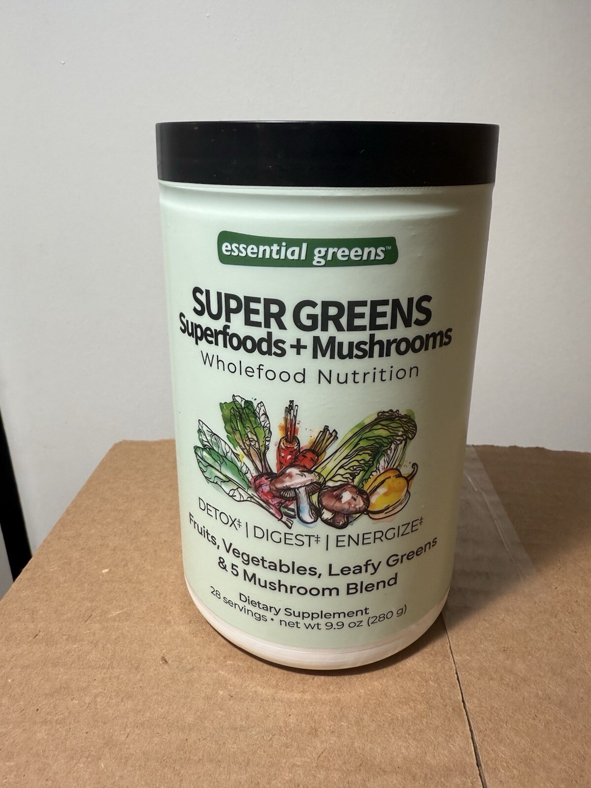 Essential Greens SUPER GREENS Superfoods + Mushrooms. Whole Food Nutrition. New