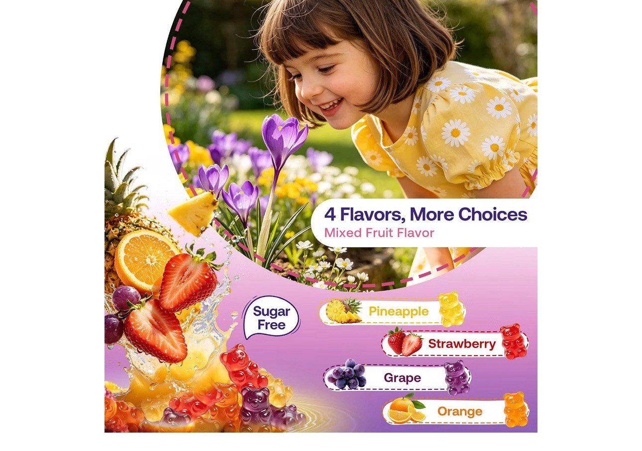 CNCHEF Saffron + Magnesium Gummies Sugar Free Mixed Fruit 2 Pack 60 Each